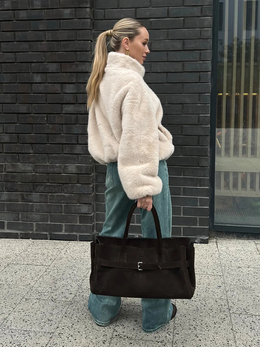 Warm Plush Zipper Up Coat