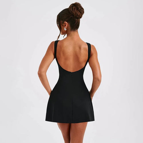 Backless High Waist Sleeveless Short Dress