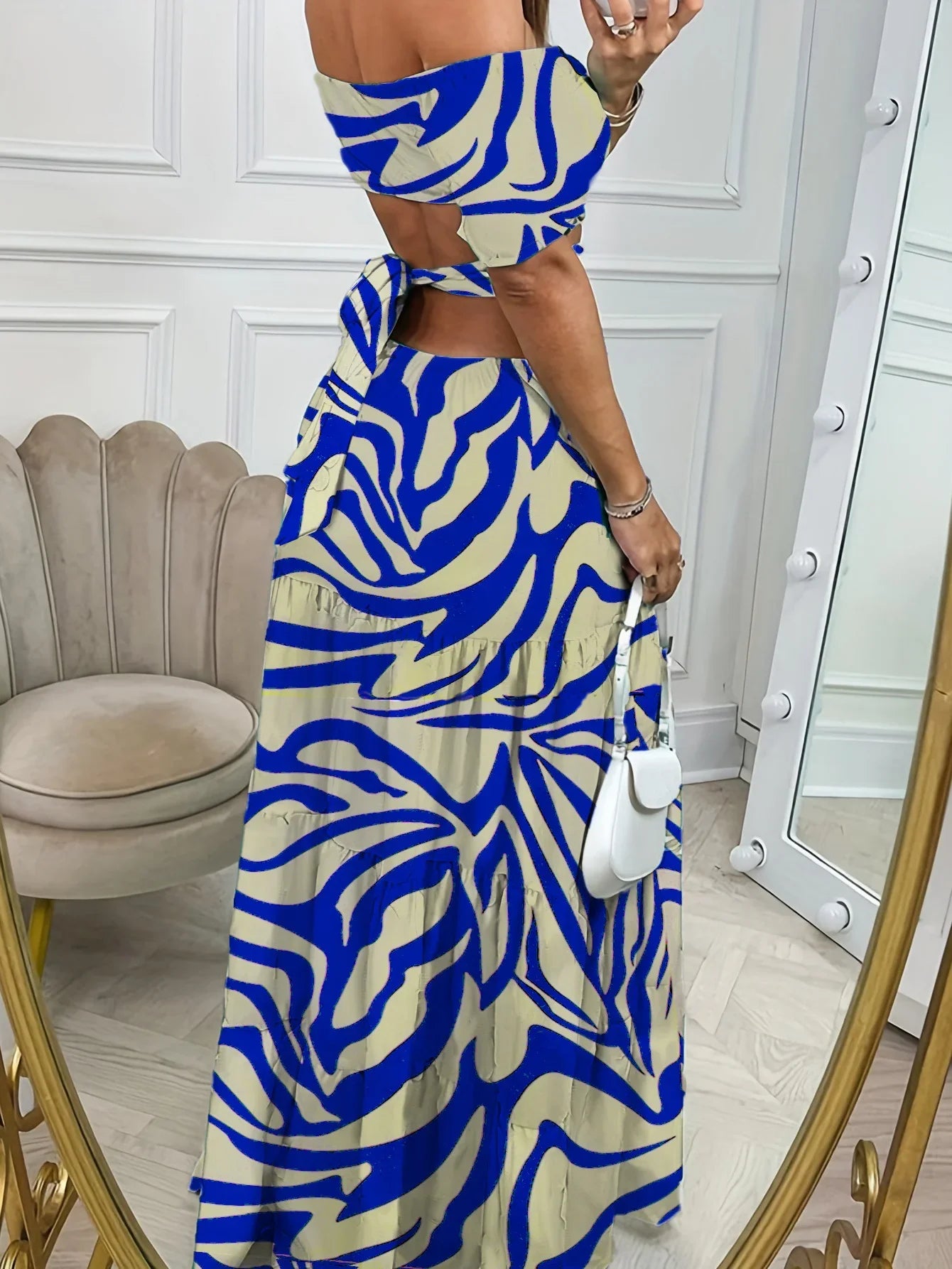 Off shoulder floral summer maxi dress