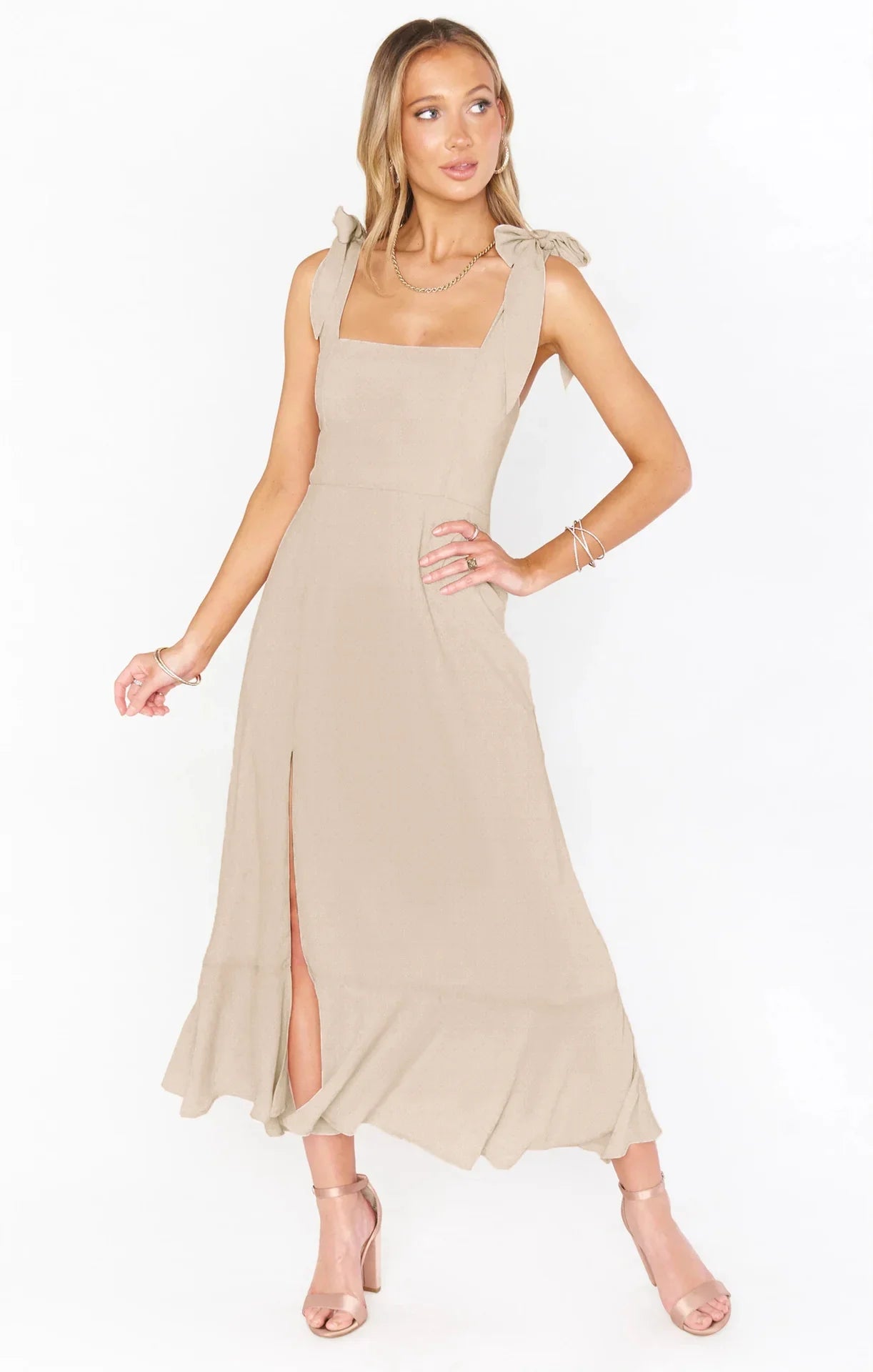 Summer Breeze Split Suspender  Midi Dress
