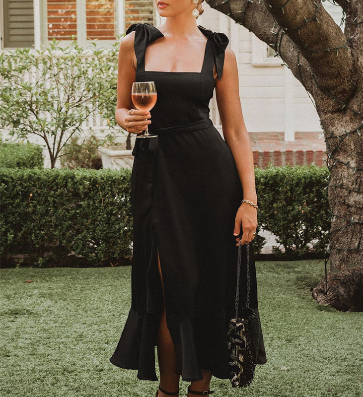 Summer Breeze Split Suspender Midi Dress