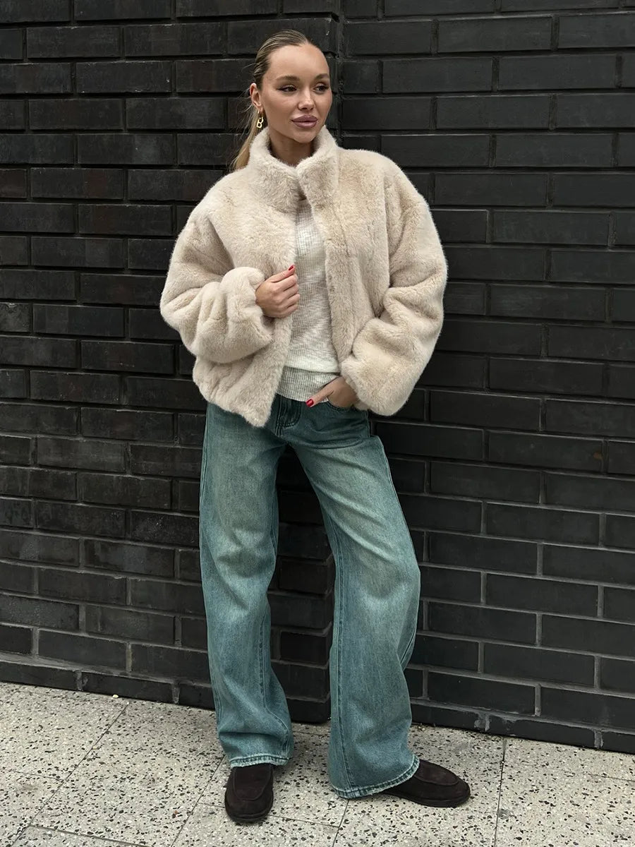 Warm Plush Zipper Up Coat