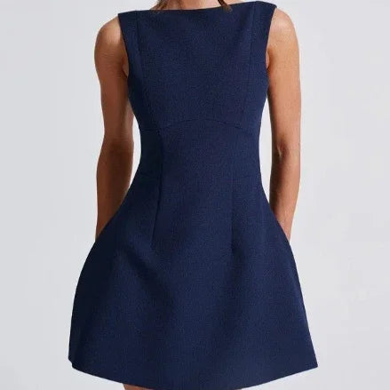 Backless High Waist Sleeveless Short Dress