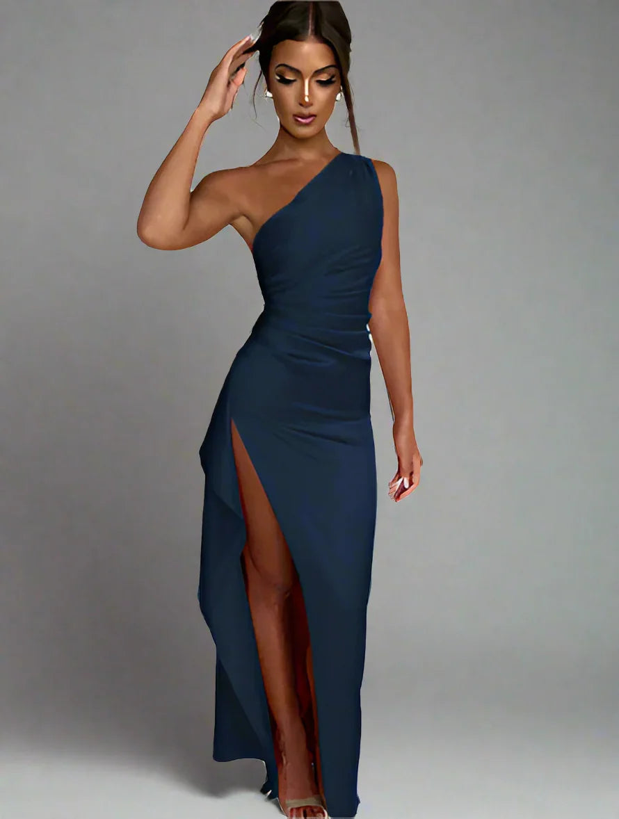 Backless Slim-Fit Satin Maxi Dress