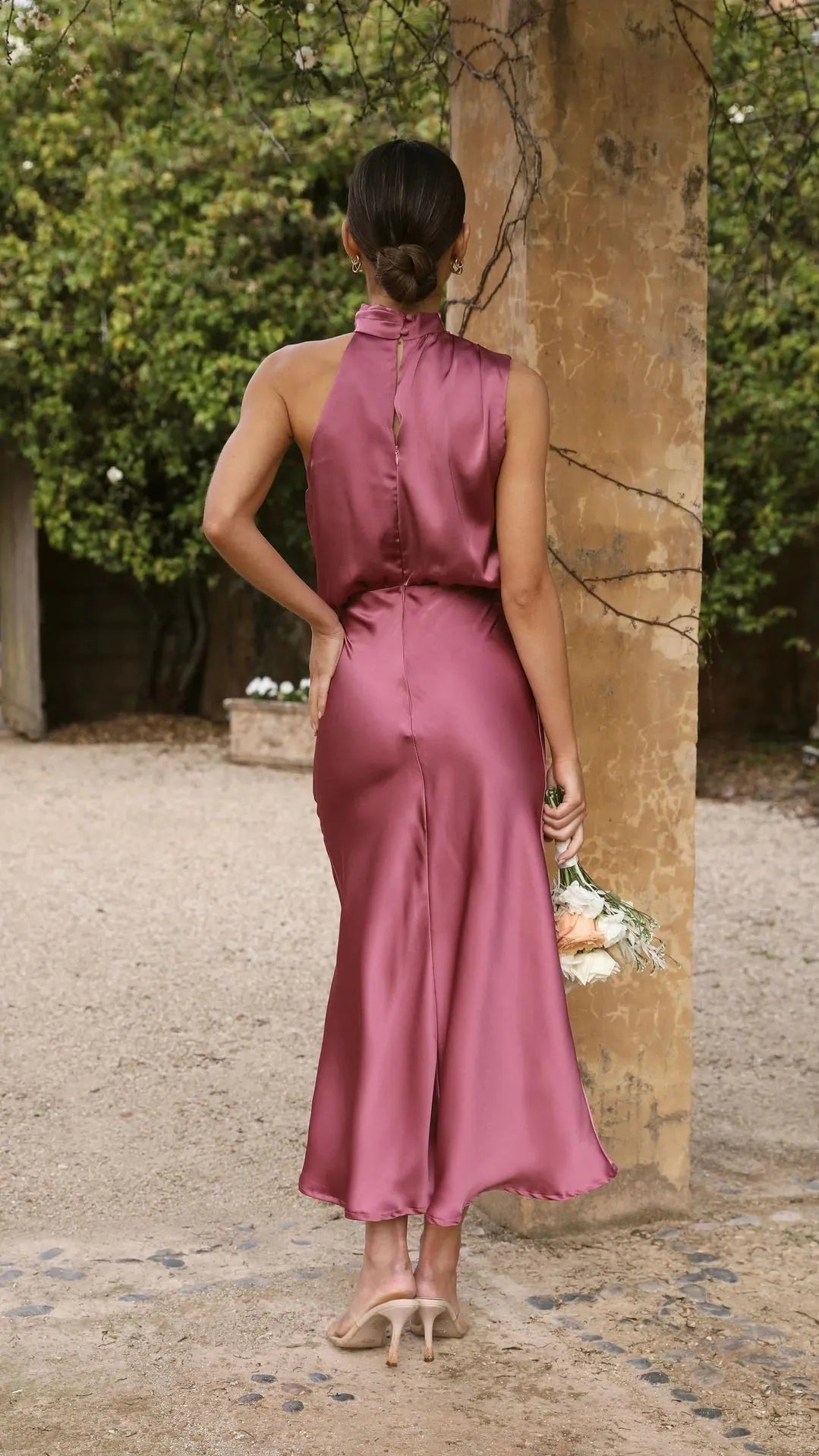 Halter Neck Zipper Evening Dress