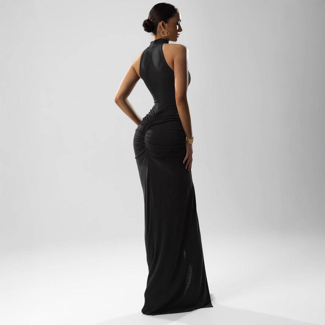 Halter Neck Skinny Sheath Maxi Dress