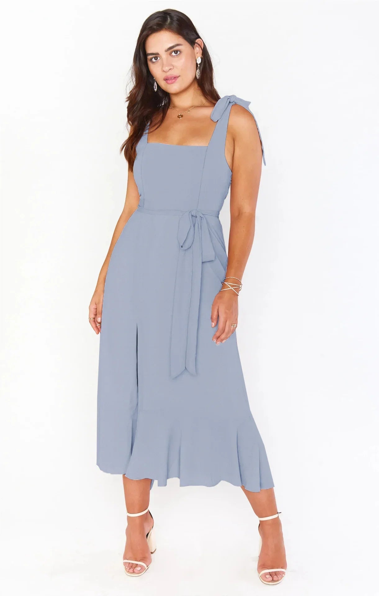 Summer Breeze Split Suspender  Midi Dress