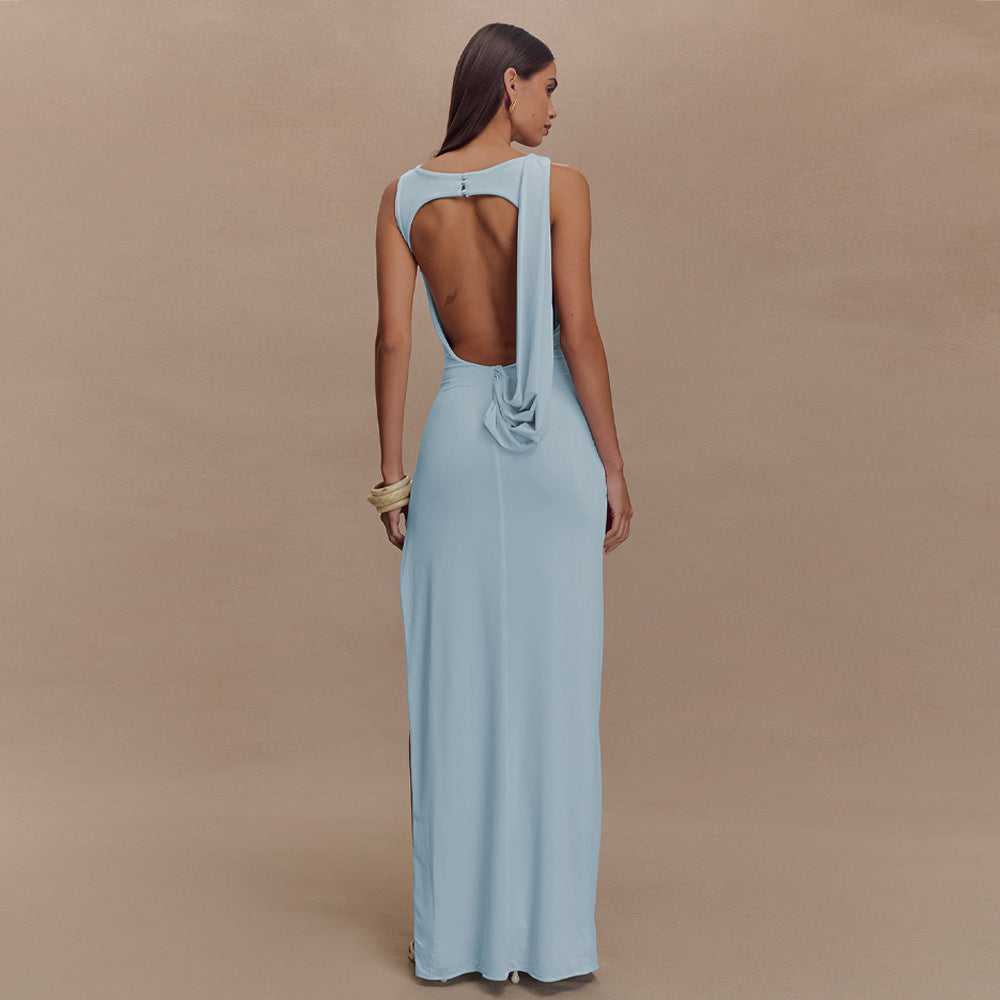 Slinky Drape Silhouette Maxi Dress