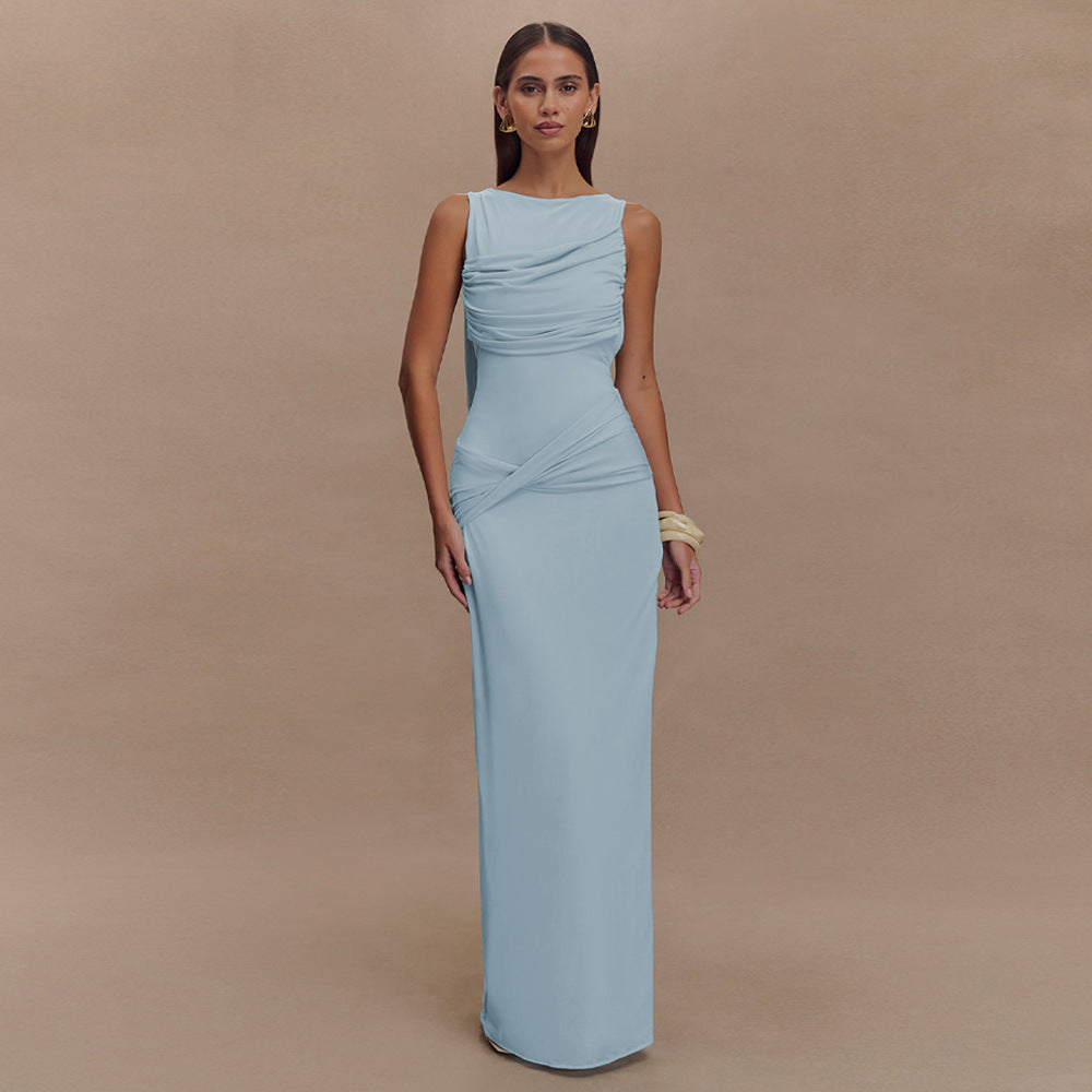 Slinky Drape Silhouette Maxi Dress