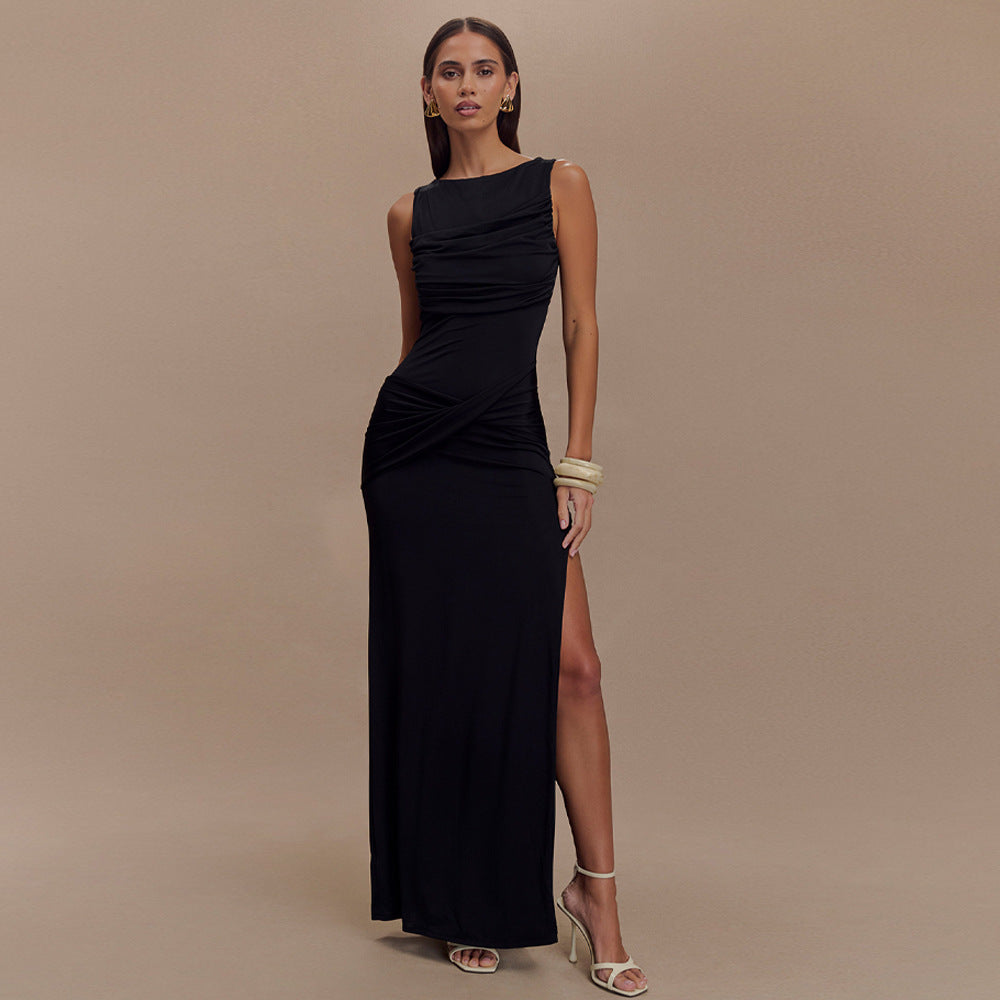 Slinky Drape Silhouette Maxi Dress