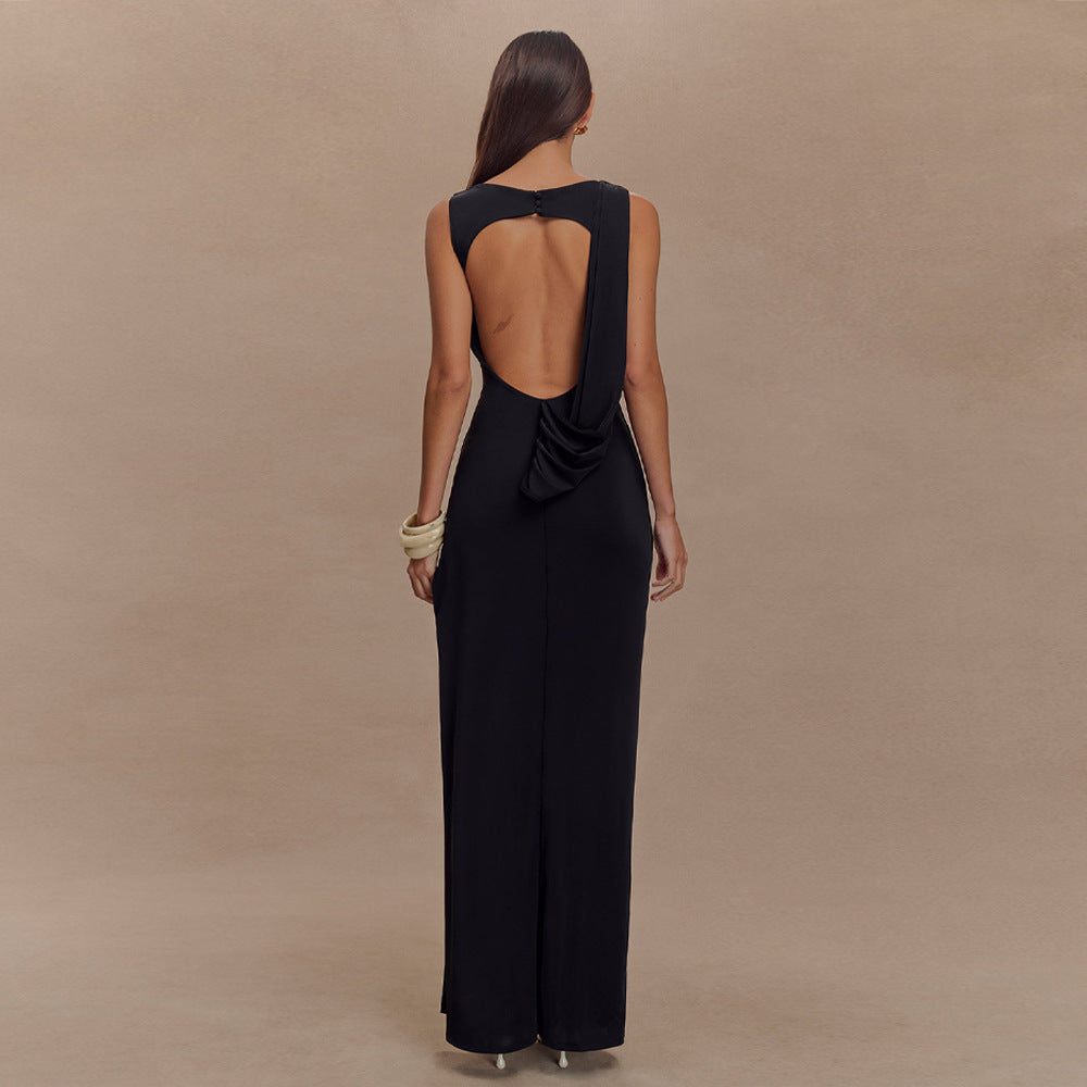 Slinky Drape Silhouette Maxi Dress