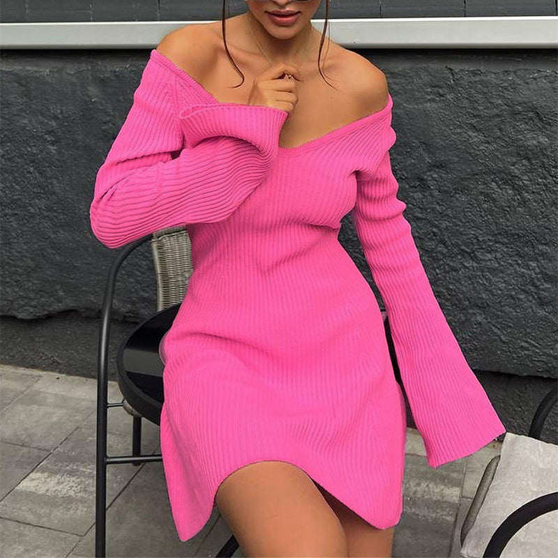 Long Sleeve Y2K Knitted Mini Dress