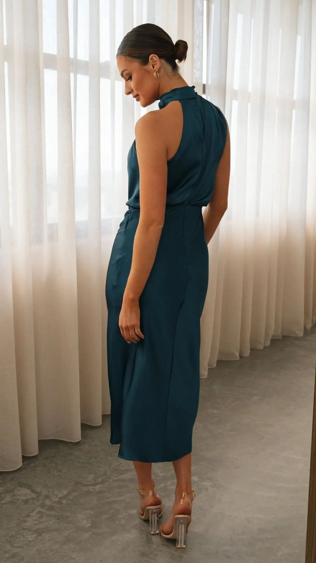 Halter Neck Zipper Evening Dress