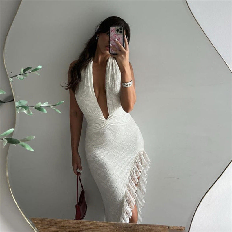 Sleek Open Split Halter Allure Dress