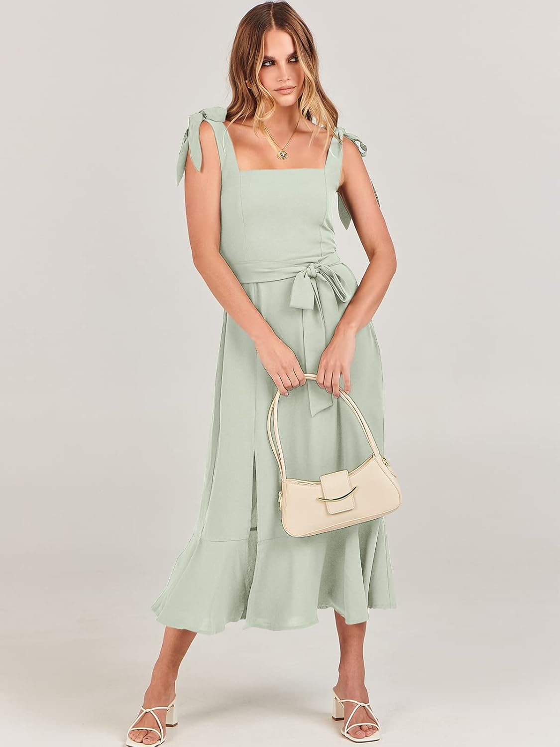 Summer Breeze Split Suspender Midi Dress