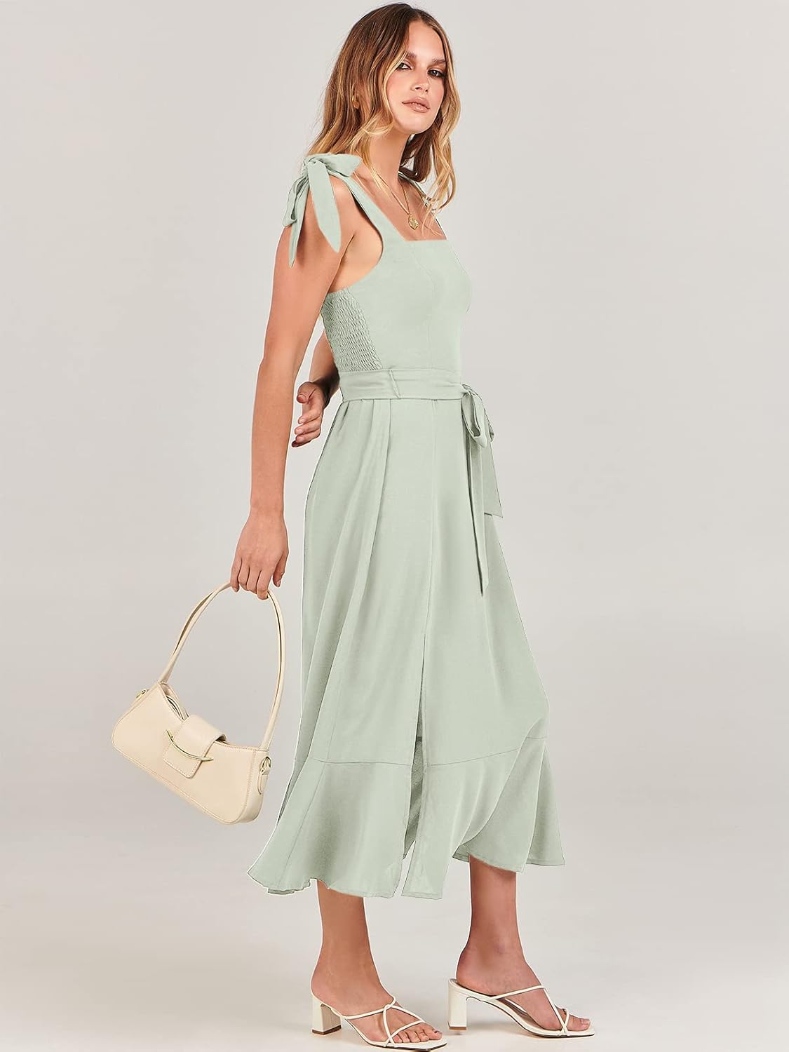 Summer Breeze Split Suspender Midi Dress