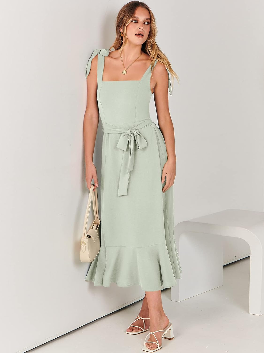 Summer Breeze Split Suspender Midi Dress