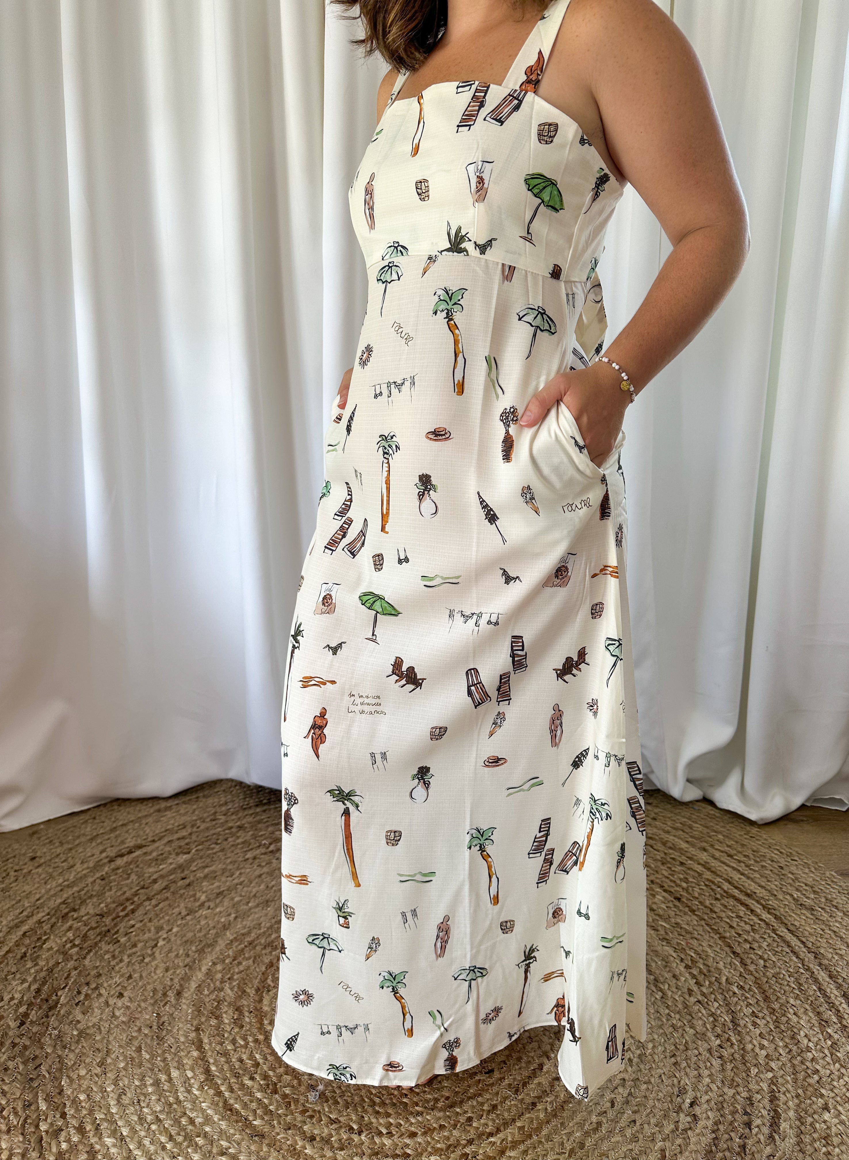 Weekend Drift Printed Sling Maxi Dress
