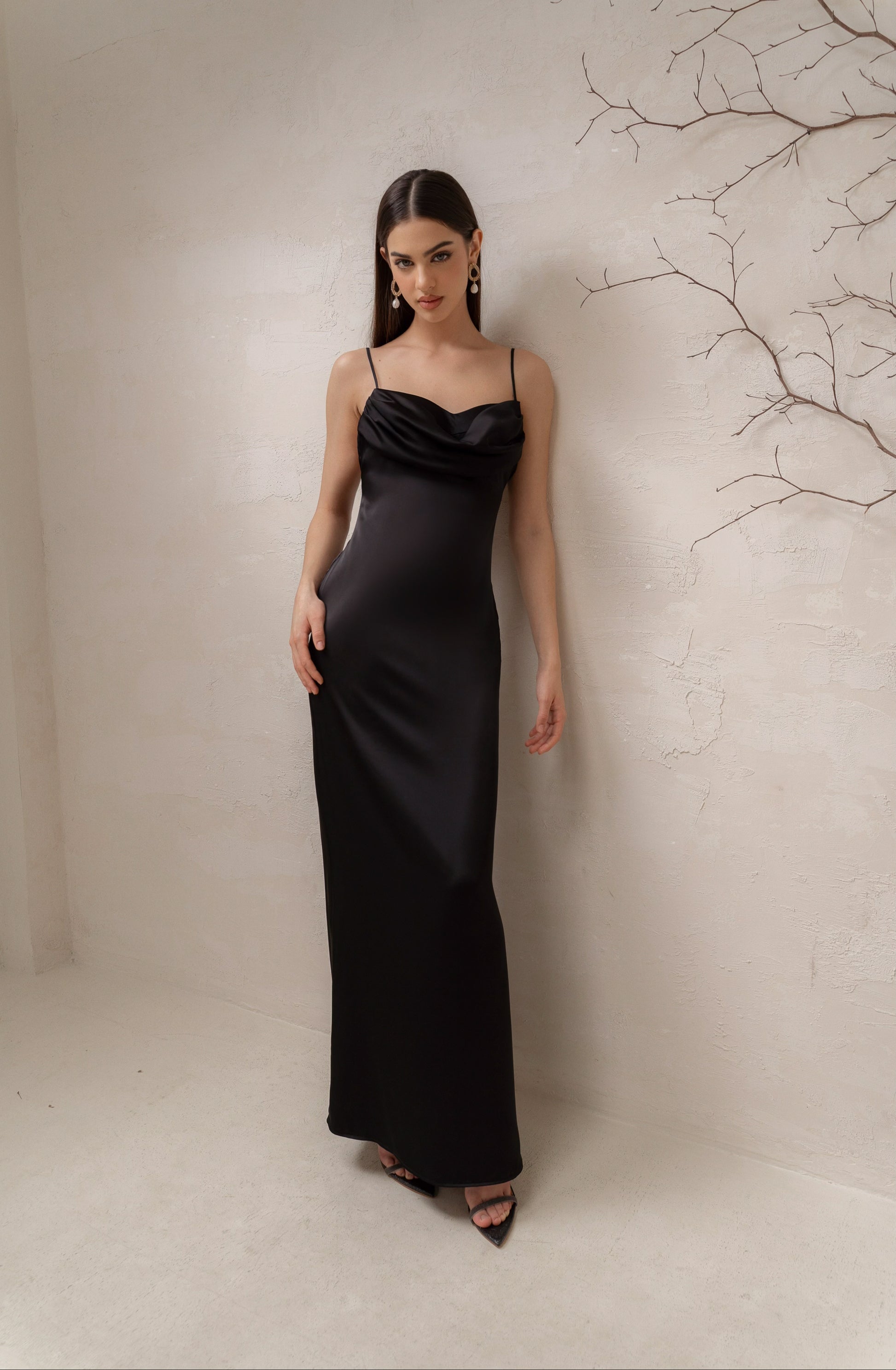 Satin Slip Tie Back Maxi Dress with Open Back