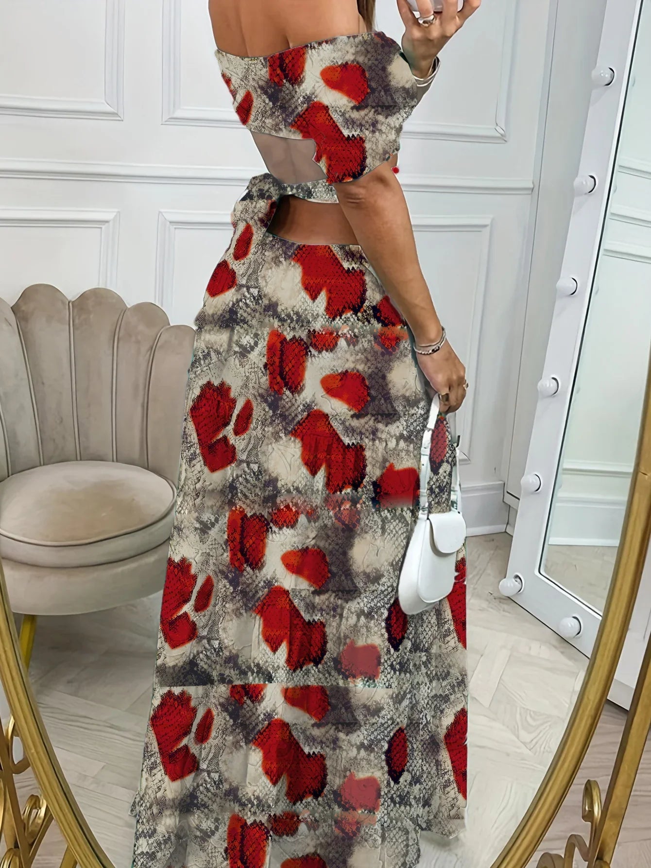 Off shoulder floral summer maxi dress