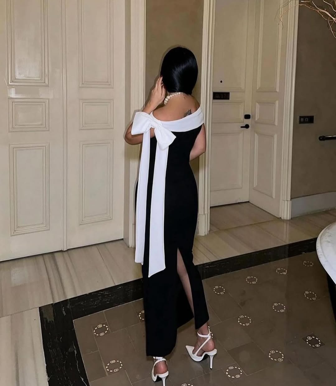Slim Fit Bow Accent Pullover Maxi Dress