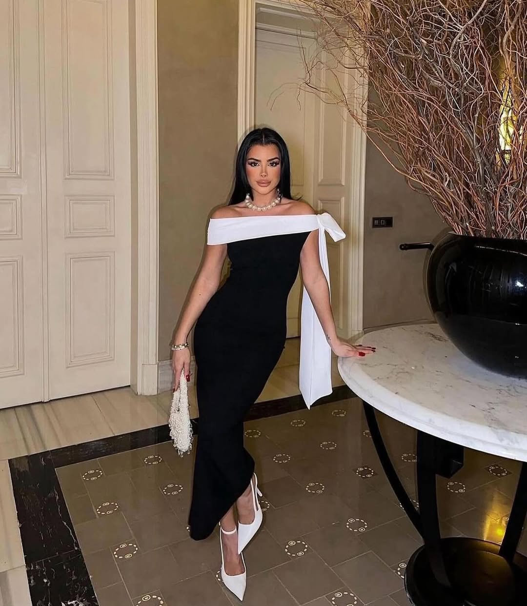 Slim Fit Bow Accent Pullover Maxi Dress