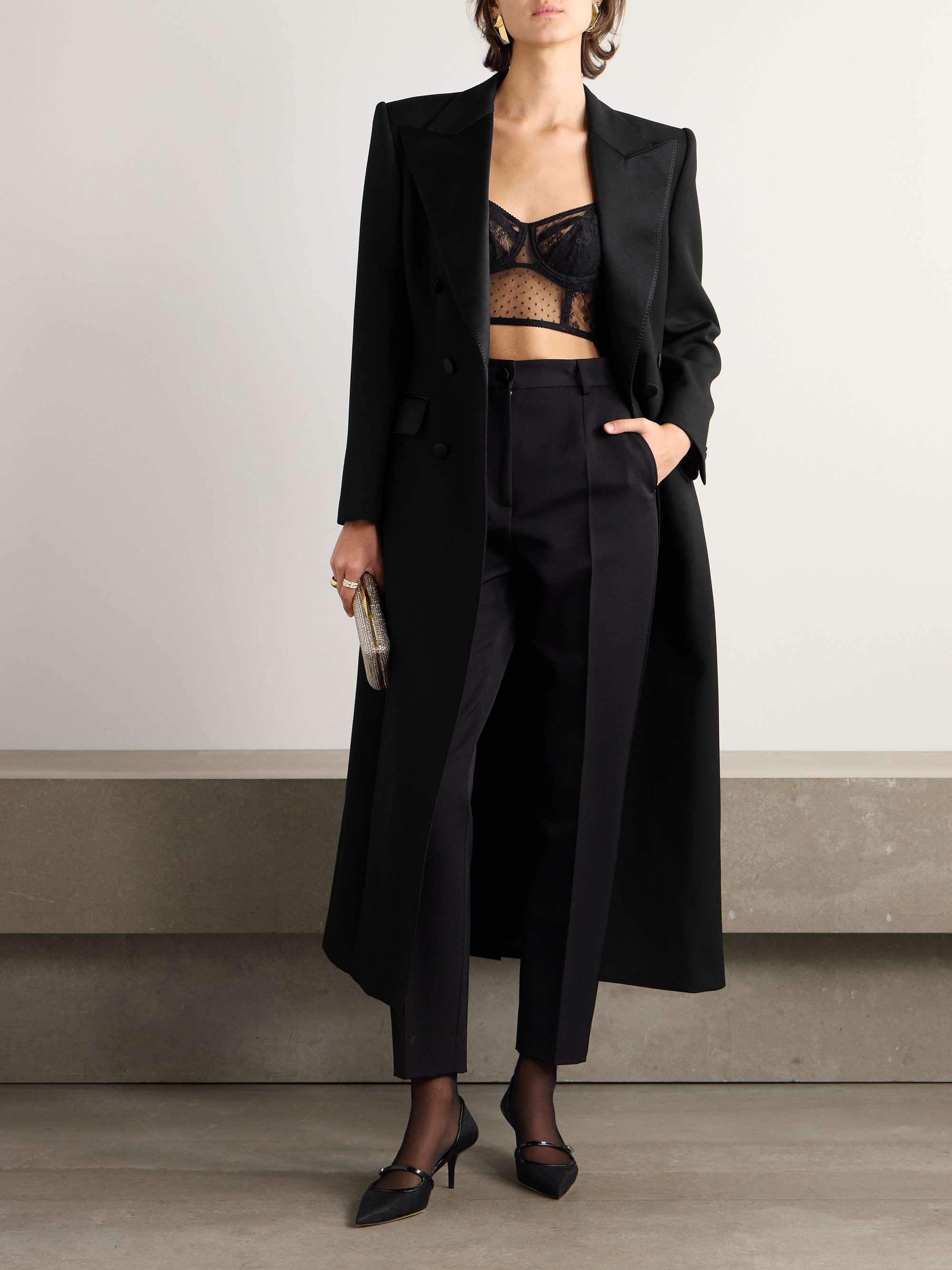 Hourglass Double Breasted Wool Blend Coat