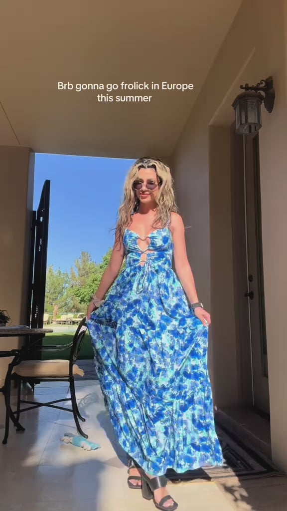 Seaside Sketch Sling Maxi Dress
