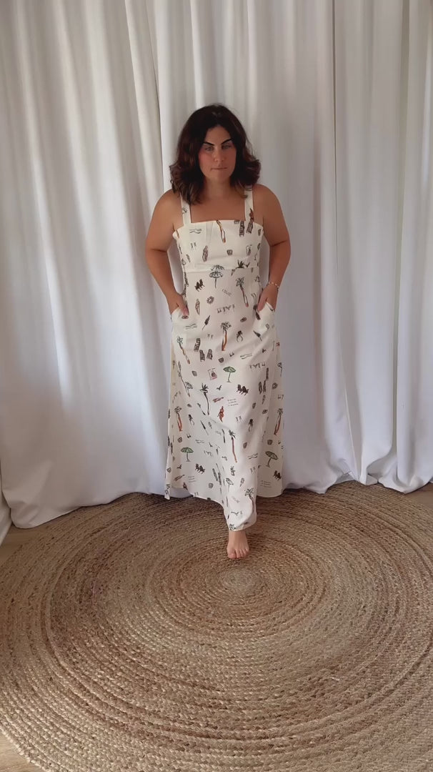 Weekend Drift Printed Sling Maxi Dress