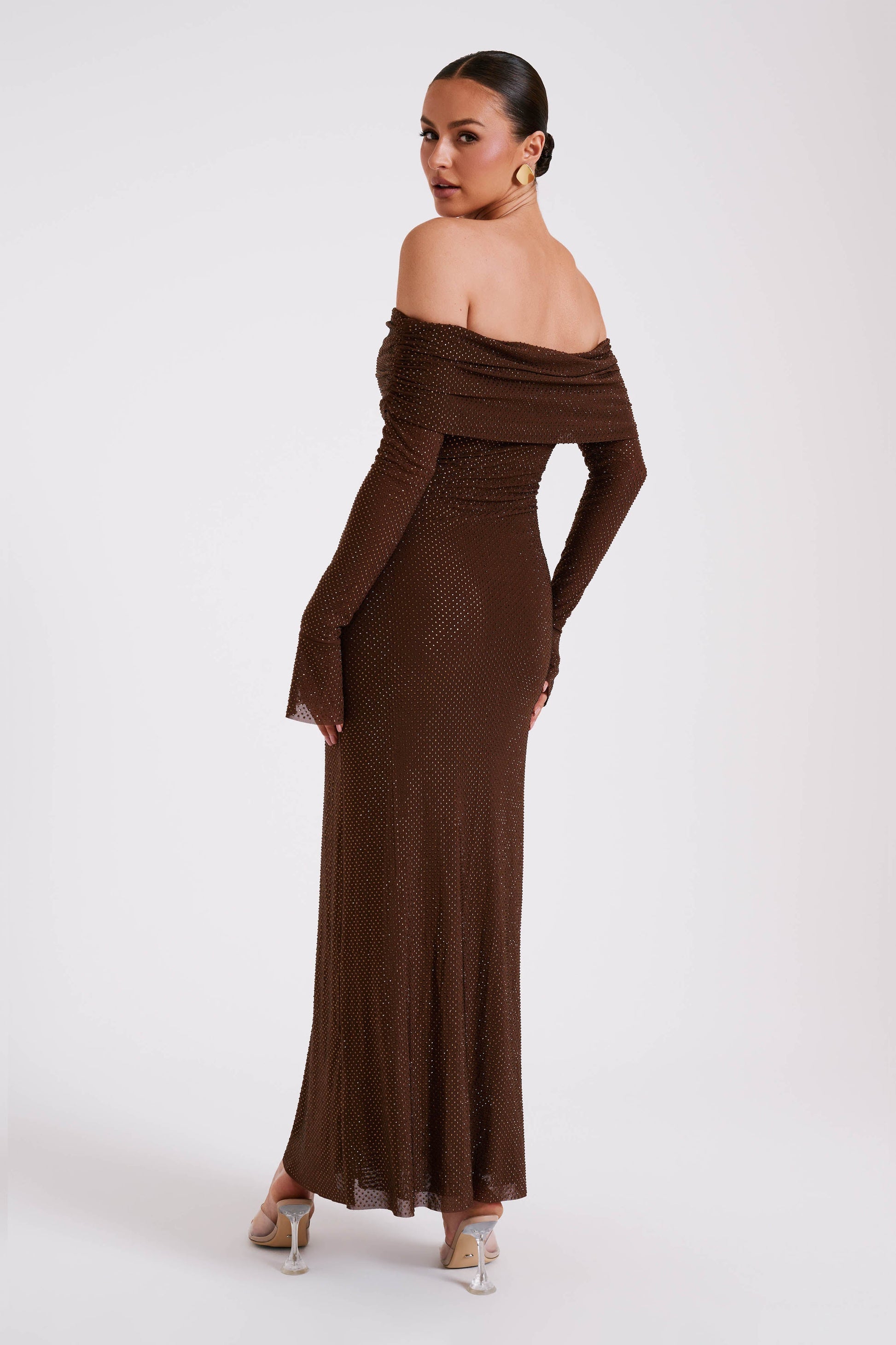 Luxe Sequins Off Shoulder Bodycon Dress