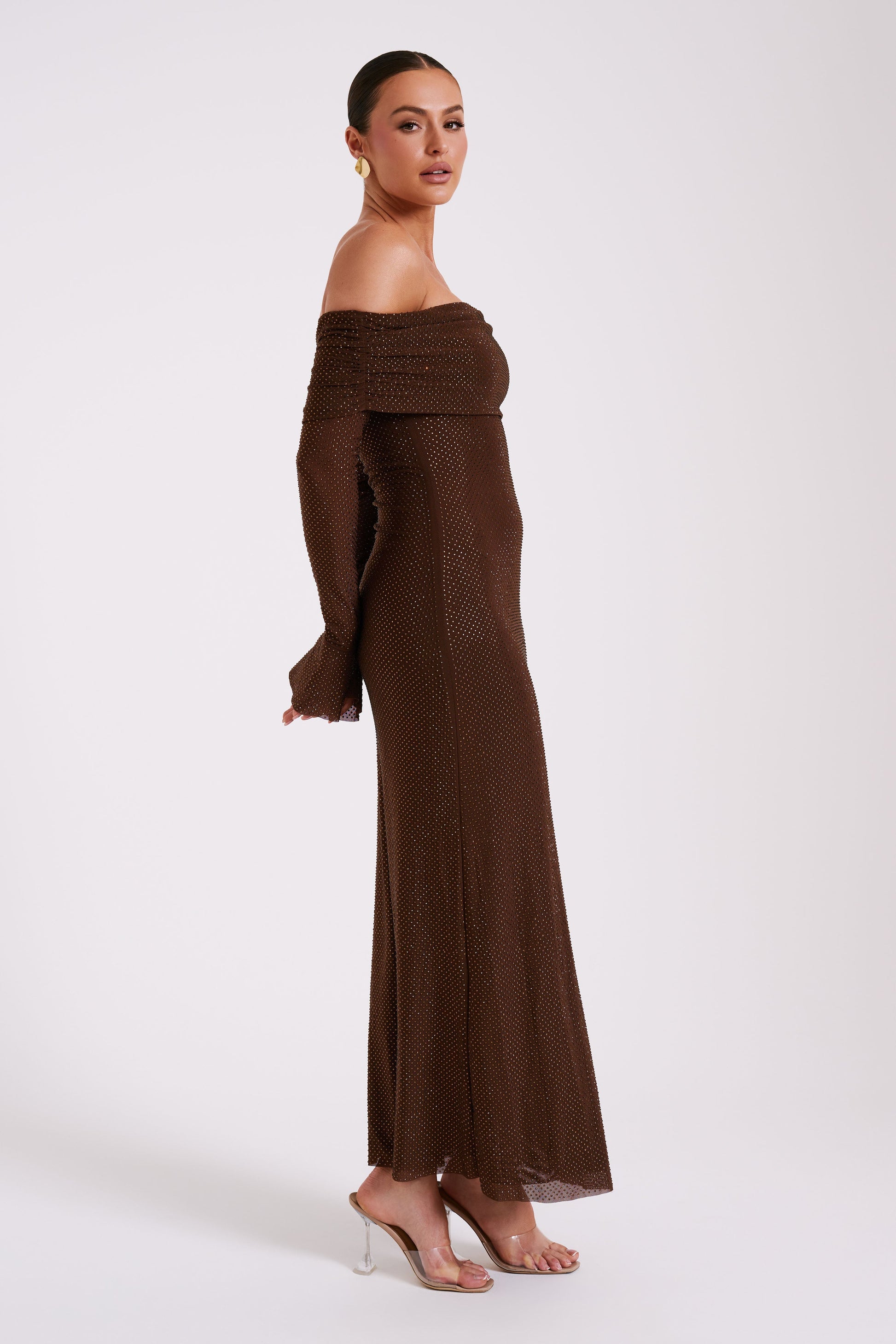 Luxe Sequins Off Shoulder Bodycon Dress